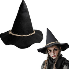 Scarecrow Hat, Black Witch Wizard Hats for Halloween
