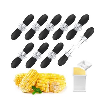 AUGSUN 18Pcs/9Pairs Black Corn Holders, Stainless Steel Corn Cob Holders Corn...