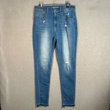 Levis Womens Size 30 721 High Rise Skinny Jeans Distressed Blue Denim