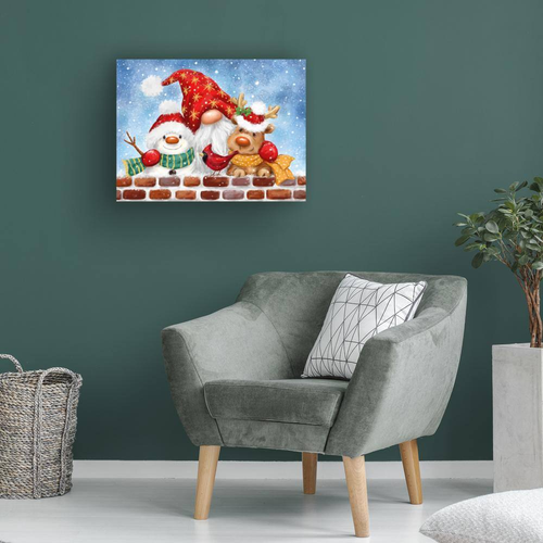 Casa senza cornice MAKIKO 'Gnome con amici invernali' fotografia arte da parete 18 pollici X 2 - Foto 4 di 4