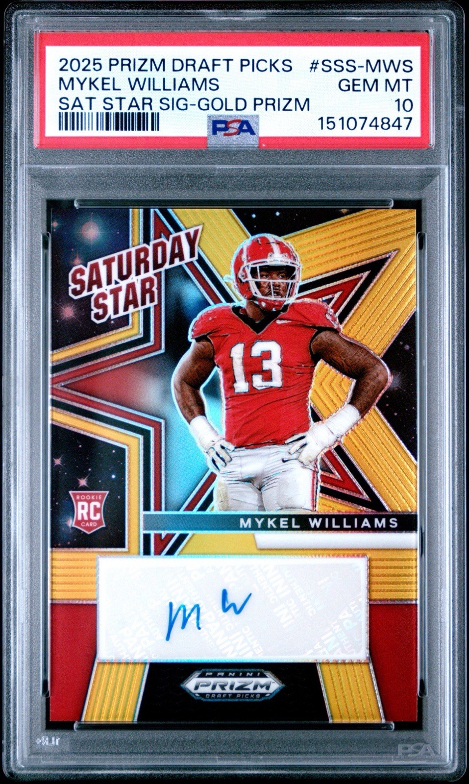 2025 Panini Prizm Draft - Mykel Williams Saturday Star Gold /10 Auto PSA 10