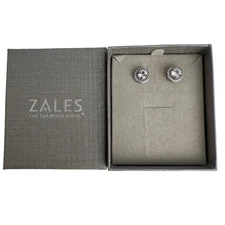 Brand New Zales Jewelers 925 Sterling Silver Lab Created White Sapphire Earrings