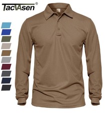Mens Long Sleeve Polo Shirts Quick Dry Performance Breathable Casual Work Golf T