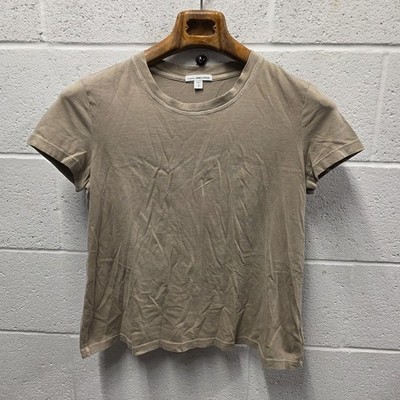 James Perse Shirt Womens 2 Beige Khaki Crew Neck Short Sleeve Cotton  Tee Top