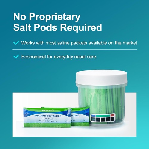 Electric Nasal Irrigation System - 50 Salt Packets & Dual Modes for Relief - Picture 8 of 11