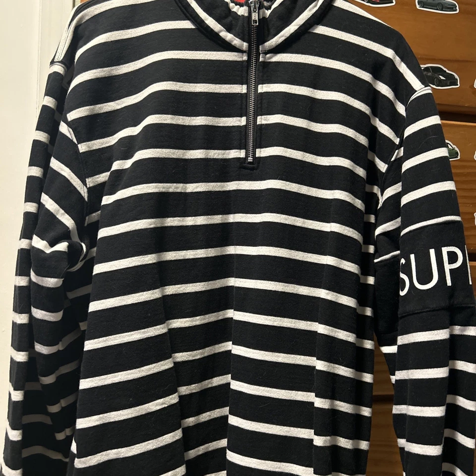 Sudadera Pullover Supreme Rayas Media Cremallera Foto 3 de 4