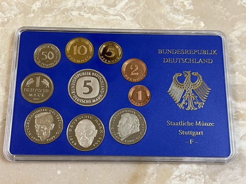 1993 German 10 Pc Uncirculated Proof Coin Set In Original Case Stuttgart