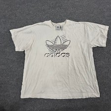 Adidas T-Shirt Mens Size 2XL White Trefoil Logo Graphic Casual Short Sleeve Tee