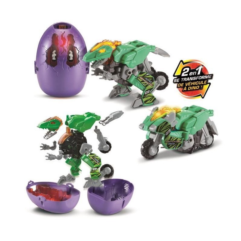Vtech Switch & Go Dinos Surprise V2 : figurine dinosaure et voiture de course enfant