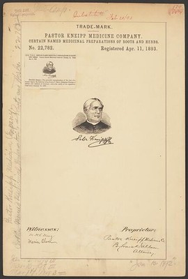 Pastor Sebastian Kneipp 1890s Pastor Kneipp Medicine Company Trade Mark