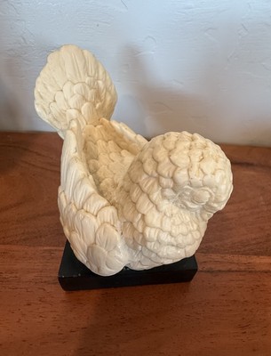 VTG A Santini Dove Pigeon Love Bird White Marble Figurine 4'' on Marble Stand