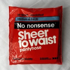 Sealed No Nonsense Sheer To Waist Pantyhose Size B Black Sandalfoot Vintage 1990
