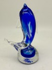 Murano Like Dolphin Figurine Art Glass Cobalt Blue Clear Fish Coastal Nautical — photo 7