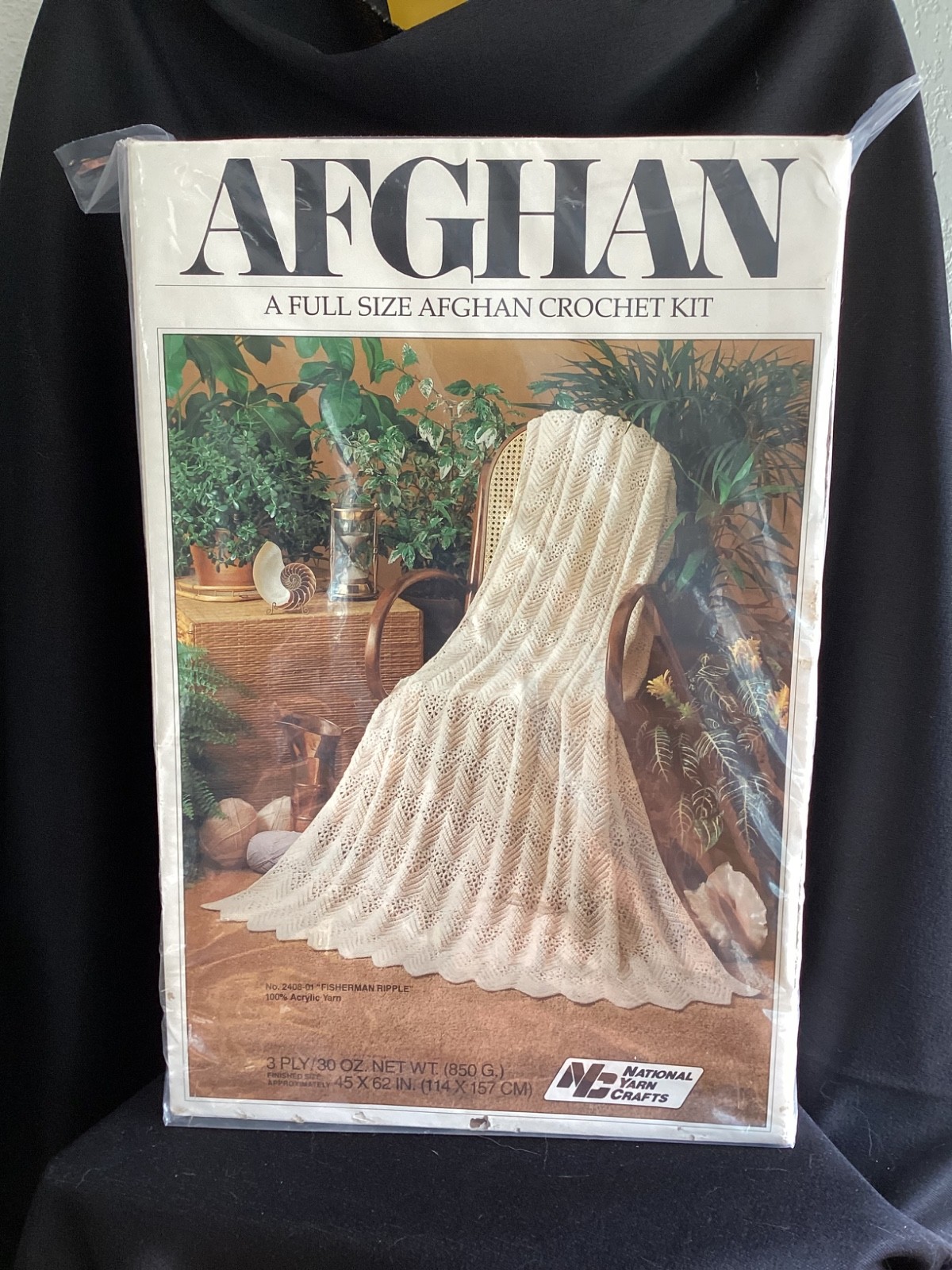 National Yarn Crafts Full Size Afghan Kit - Acrylic “Fisherman  Ripple”