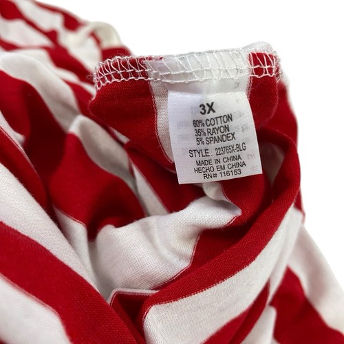 Poof New York Top Womens Sz 3X Red Stripe Shirt Work Nautical Coastal Beach - Picture 9 of 12