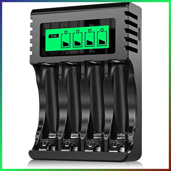 Powerowl AkkuladegeräT 4 Slots Lcd FüR Aa Aaa Nimh Akkus LadegeräT-image