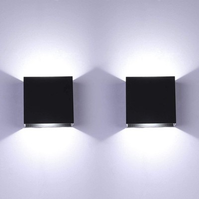2 Pack Wall Sconce Mini 10W Hardwired, Modern Wall Lamp Black Up Down Wall Mo...