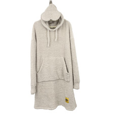 Big Blanket Co Adult Hoodie Oatmeal Beige Plush Long Wearable Blanket Eye Mask