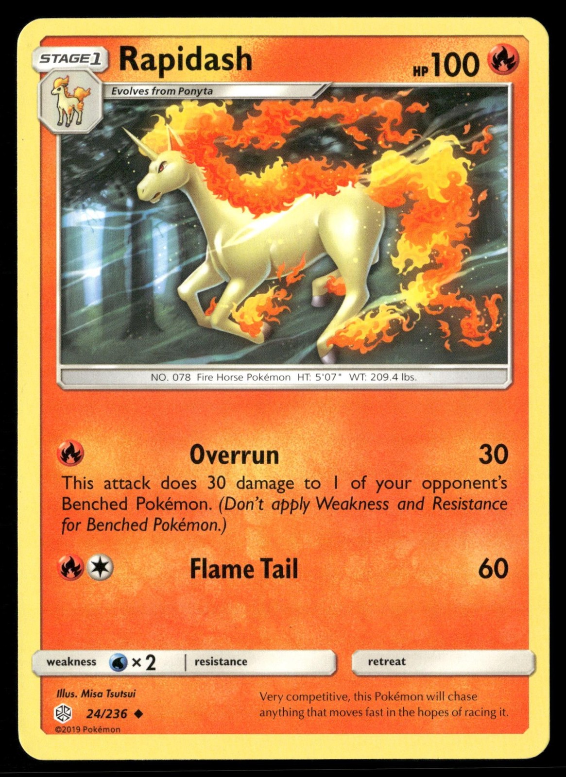 Rapidash 24/236 Uncommon Cosmic Eclipse Pokemon Near Mint