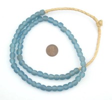 Light Blue Recycled Glass Beads 9mm Ghana African Sea Glass Round Large Hole