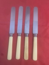 R Steward Ltd, Glasgow 4 Bone Handled Dinner Knives - 9 3/8" Vintage Cutlery