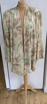 Vintage Jacques Vert Colourful Green Print Jacket Size 14 80s Drape