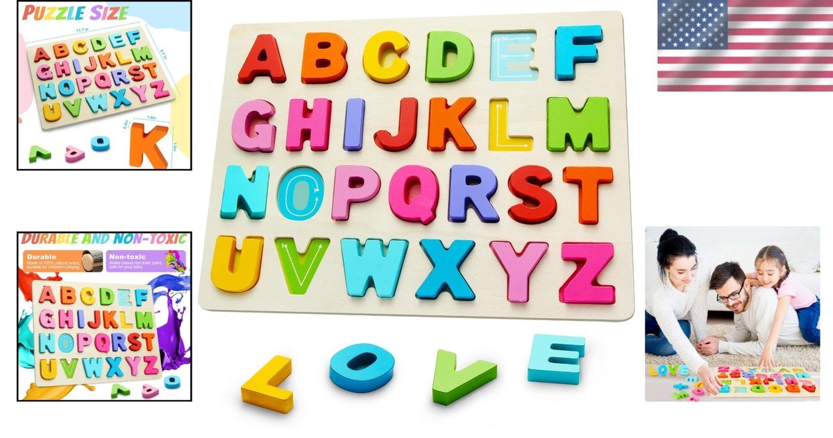 Educational Wooden Puzzle Set with 26 ABC Letters for Preschool