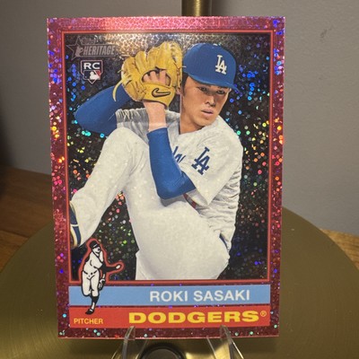 2025 Topps Heritage: Roki Sasaki Pink Sparkle Chrome SP (RC) 224 - LA Dodgers 