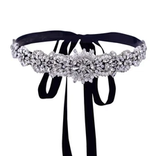 Rhinestone Bridal Belt Pearl Crystal Wedding Dress Sash Belt Shiny Handmade W...