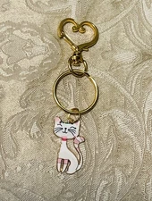 Kitty Cat Floral Keychain Enamel Bag Charm Animal Cute Book Bag Charm