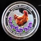 Rhode Island US State Bird & Flag Colorized Rare Bullion-0.999 Silver 1 Oz Coin