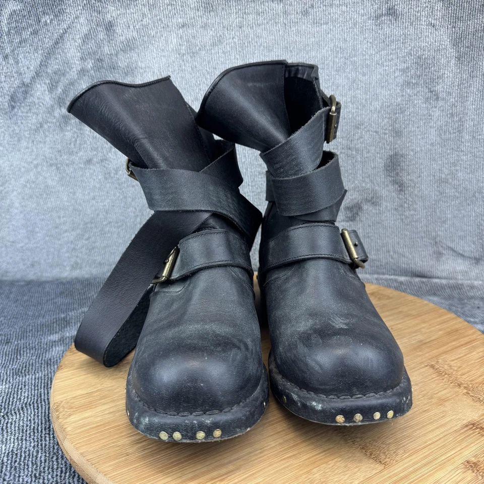 Botas Jeffrey Campbell para mujer talla 6 negras con correa envolvente de cuero hebilla tachonada Foto 2 de 4