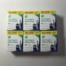180 One Touch Ultra Plus Test Strips Expires 12/31/2026 - Six boxes 30ct. each