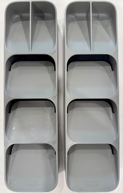 Joseph Joseph Drawer Organizer Gray Kitchen Utensil Tray Storage - Set of 2