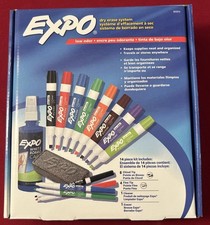 EXPO Chisel Fine Tip Low-Odor Dry Erase Marker Eraser Cleaner Kit NEW Sealed