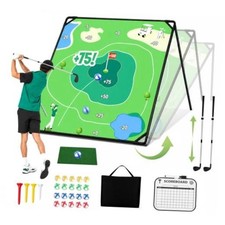 Golf Chipping Game Mat, 6x6FT Portable Golf Set with Golf Club,Sticky Balls