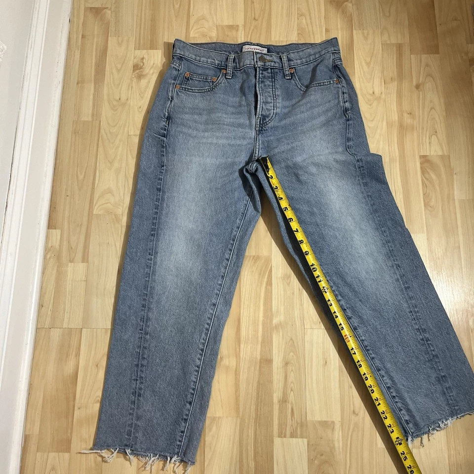 Pantalones de mezclilla Lucky Brand años 90 sueltos tiro alto recortados informales azul claro 6/28 Foto 3 de 4