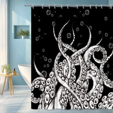 Octopus Tentacle Shower Curtain - Black and White Design