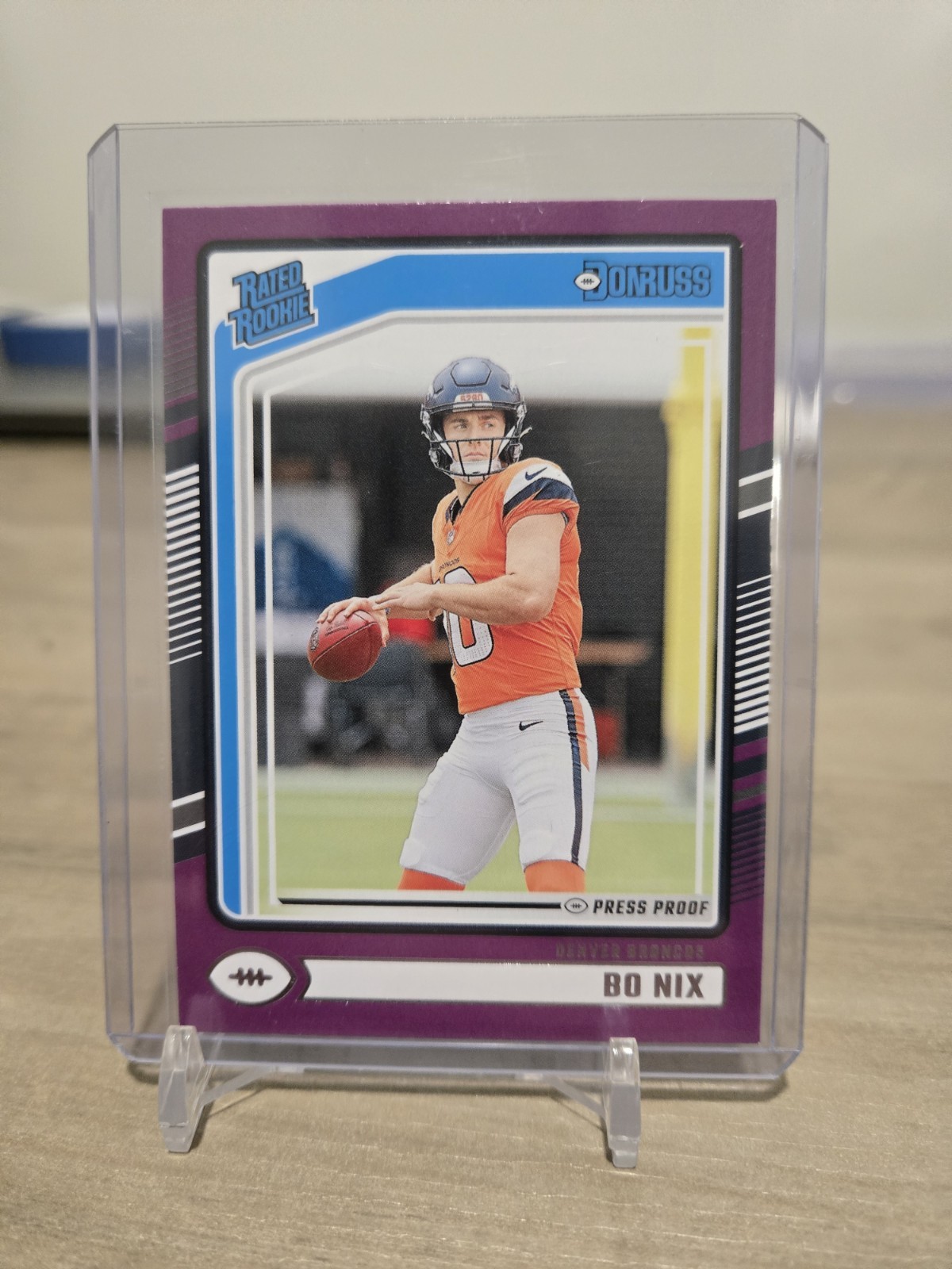 2024 Panini Donruss - Rated Rookie Bo Nix #369 Purple Press Proof (RC)