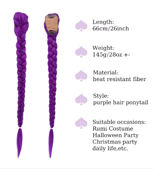 Фиолетовый плетеный хвост Rumi костюм 26» синтетическая заколка для волос для детей - Изображение 2 из 4