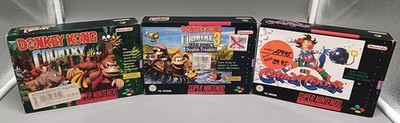 Donkey Kong Country 1+3 + Clowns Chase LEER OVP EMPTY BOX - Super Nintendo SNES