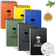 6 Pack Waterproof Notebook, 3 X 5 Pocket Notepad, Top-Spiral Weatherproof Notepa
