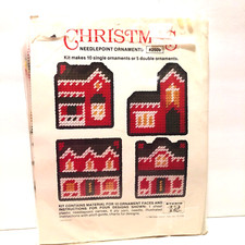 Christmas Needlepoint Ornaments 2509 Studio 12 VTG 1980 House Church Home READ 
