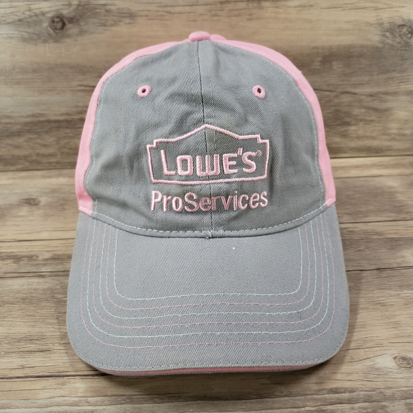 Lowe's ProServices Hat Cap Strap Back Gray Pink L… - image 1
