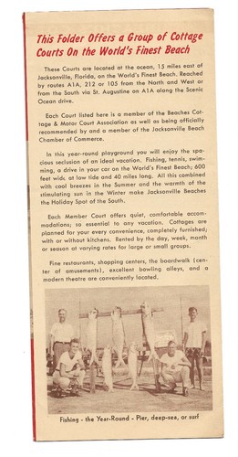 c.1940s Jacksonville Beach FL Promotional Brochure-Motels-Cottages-Porpoise - Picture 3 of 4