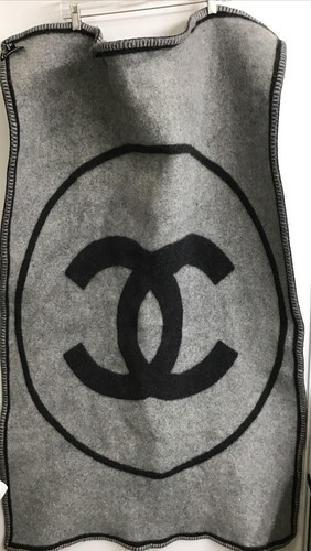 Chanel Throw Wool And Cashmere Thick Heavy Stitched Trim Reversible 52x34 - Picture 2 of 11