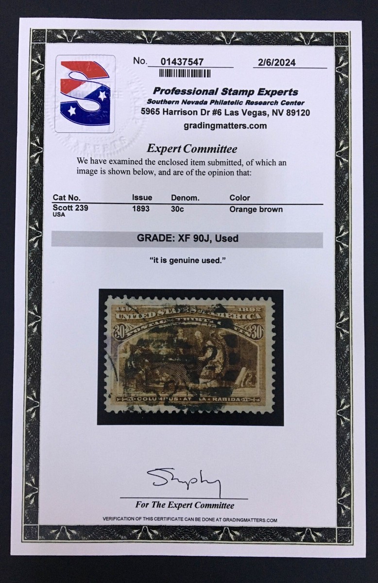 MOMEN: US STAMPS #239 USED PSE GRADED CERT XF-90J LOT #86990 | eBay