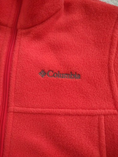 NWOT Columbia red full zip 100% Polyester mock neck fleece jacket girls size 8 - Picture 2 of 7