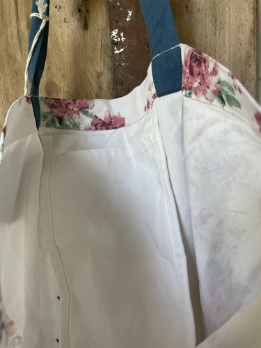 Nordstrom Reusable Canvas Tote Bag "Hello Spring" Floral Blue Interior Pocket - Picture 5 of 5