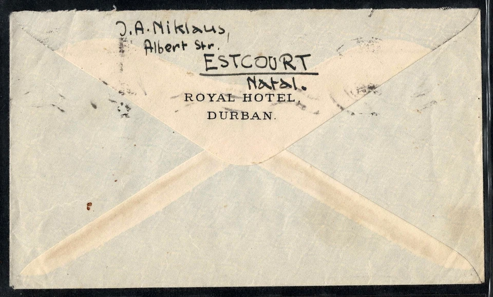 Южная Африка Обложка 1937 авиапочтой из Дурбана в Биль Швейцария - Изображение 3 из 3